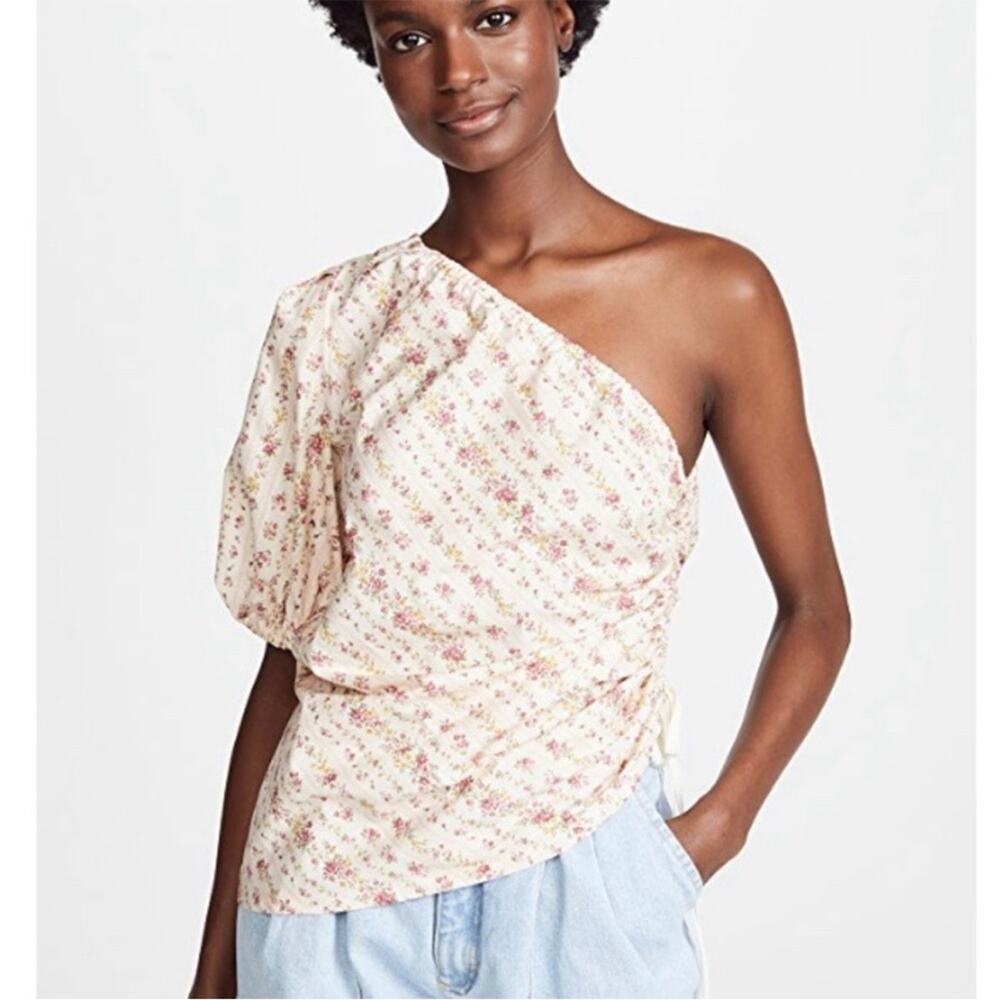 Petersyn Abigail One Shoulder Floral Print Cotton Top Size XS
